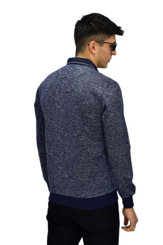 Erkek Polo Yaka Sweatshirt R2255 BGL-ST03201 LACİVERT - M