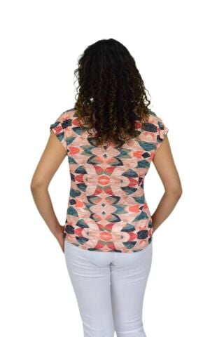 Kadın Kısa Kol Baskılı Bluz BGL-ST04693 TURUNCU - L