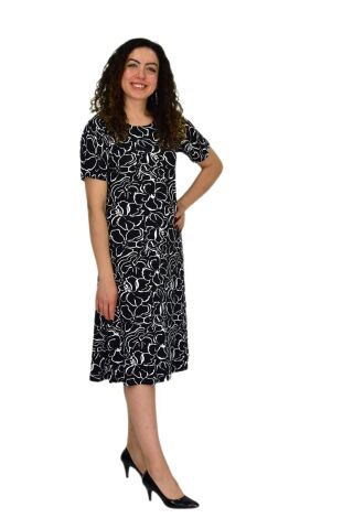 Kadın Kısa Kol Likralı Viskon Elbise BGL-ST04671 SİYAH - 3XL