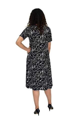 Kadın Kısa Kol Likralı Viskon Elbise BGL-ST04671 SİYAH - 3XL
