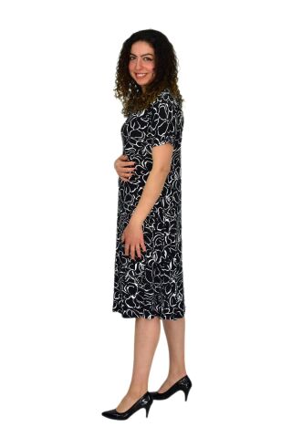 Kadın Kısa Kol Likralı Viskon Elbise BGL-ST04671 SİYAH - 3XL