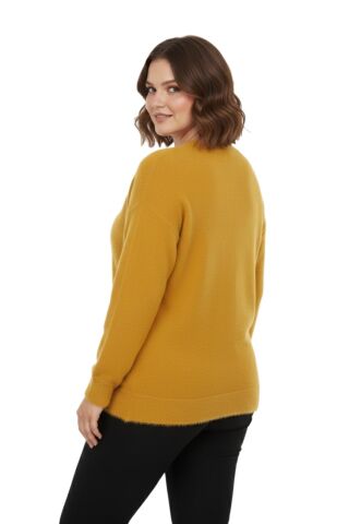 Kadın Triko Düğmeli Hırka 24153 BGL-ST04067 HARDAL - L/XL
