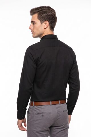 Erkek Slim Fitt Uzun Kol Petek Dokulu Gömlek BGL-ST05628 SİYAH - XL