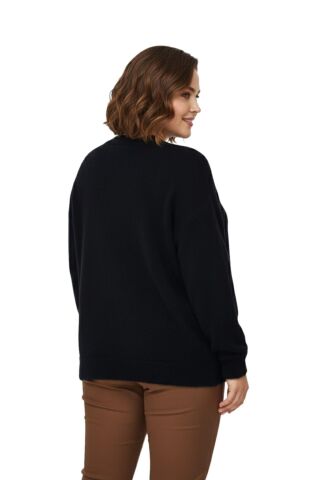 Kadın Triko Düğmeli Hırka 24153 BGL-ST04067 SİYAH - L/XL