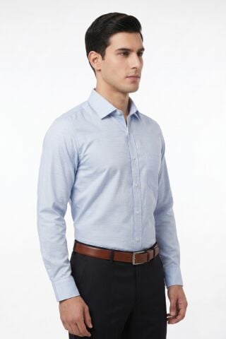 Erkek Büyük Beden Klasik Tek Cepli Uzun Kol Gömlek 4047 BGL-ST05528 MAVİ - 4XL