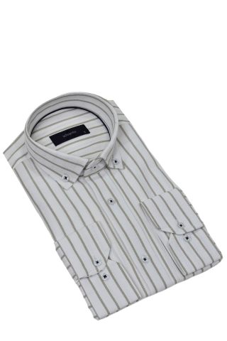 Erkek Klasik Çizgili Tek Cepli Gömlek BGL-ST03907