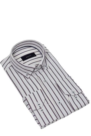 Erkek Klasik Çizgili Tek Cepli Gömlek BGL-ST03907