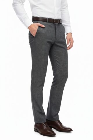 Erkek Regular Fit Hasır Kumaş Pantolon Likra Kumaş BGL-ST05039 FÜME - 46