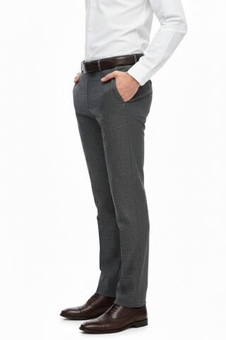 Erkek Regular Fit Hasır Kumaş Pantolon Likra Kumaş BGL-ST05039 FÜME - 46