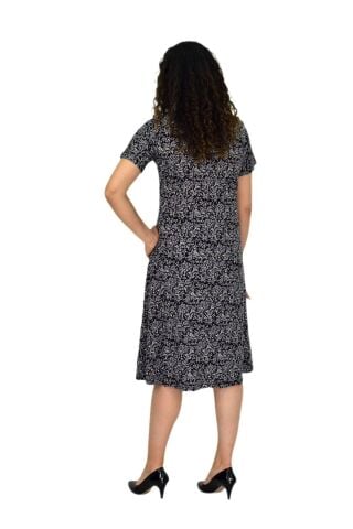 Kadın Kısa Kol Likralı Viskon Elbise BGL-ST04671 FÜME - XL