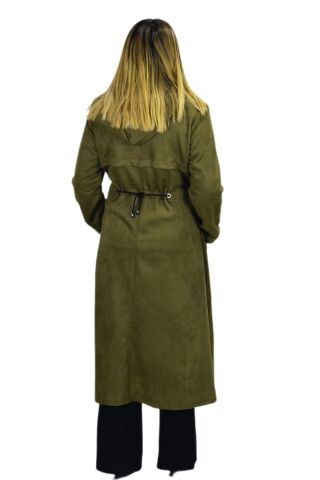 Kadın Kışlık Cepli Fermuarlı Kapüşonlu Süet Kap Tunik BGL-ST03306 HAKİ - 52