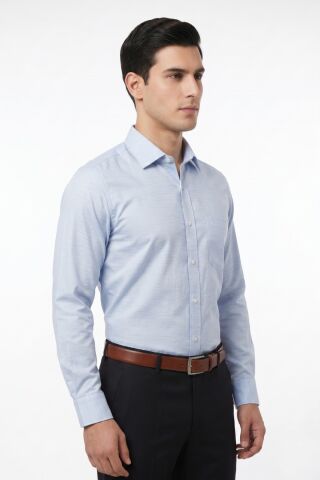 Erkek Büyük Beden Klasik Tek Cepli Uzun Kol Gömlek 4047 BGL-ST05528 MAVİ - 5XL