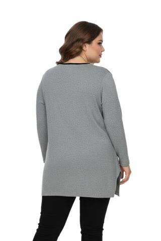 Kadın Yumoş Taşlı Baskılı Tunik BGL-ST05070 GRİ - 2XL