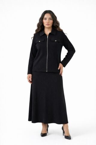 Kadın Fermuarlı Bluz Etek Takım BGL-ST05425