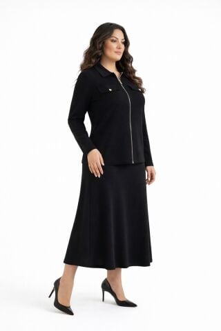 Kadın Fermuarlı Bluz Etek Takım BGL-ST05425