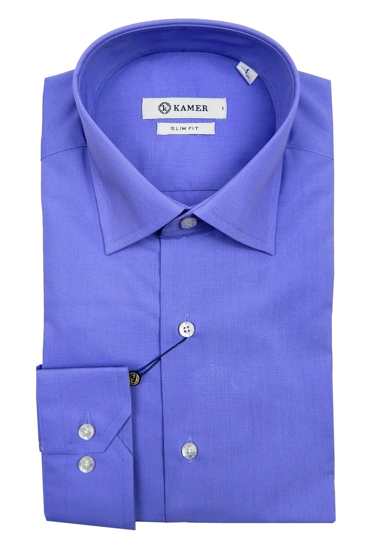 Erkek Slim Fit Gömlek 7004 007004 MOR - S