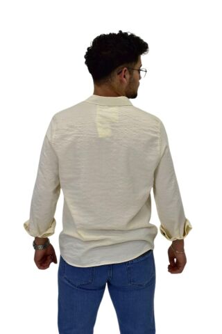Erkek Spor Silim Fit Uzun Kol Gömlek G5011 BGL-ST04495 KREM - 2XL