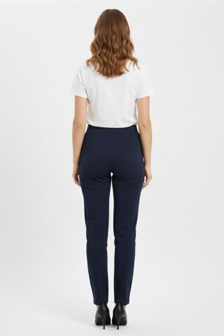 Kadın Beli Lastikli Çima Dikişli Cepli Kumaş Pantolon BGL-ST04818 LACİVERT - 56