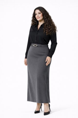 Kadın Uzun Kalem Etek BGL-ST05420 FÜME - 48