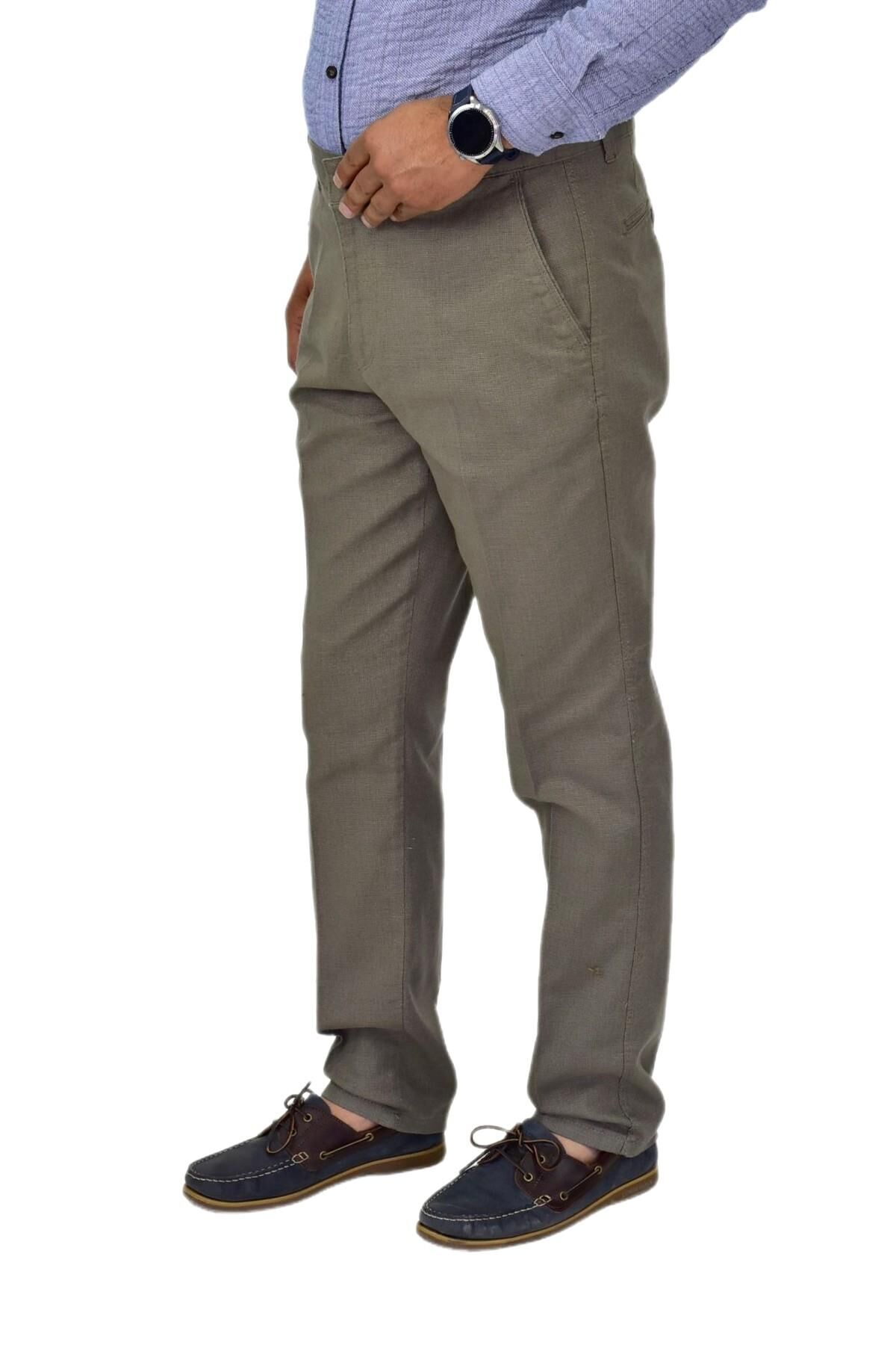 Erkek Kanvas Yazlık Pantolon Klasik 1291 BGL-ST04604 HAKİ - 56