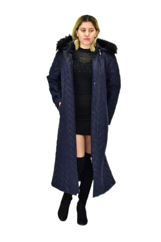 Kadın Kapitone Kapüşonlu Uzun Mont BGL-ST04060