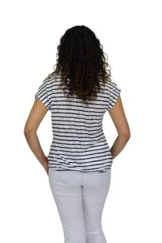 Kadın Kısa Kol Baskılı Bluz BGL-ST04696 BEYAZ - 2XL