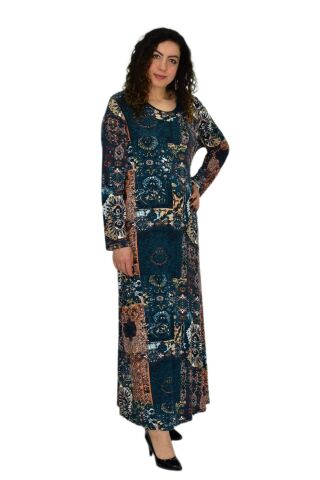 Kadın Uzun Kol Likralı Viskon Elbise BGL-ST04673 KIRMIZI - 5XL