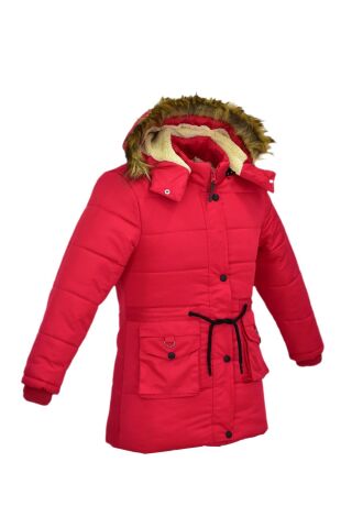 Kız Çocuk Kapüşonlu Mont BS-2022 KIRMIZI - 9 YAŞ
