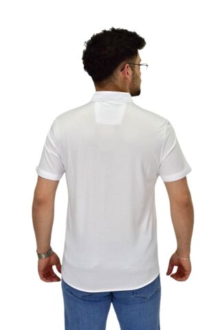 Erkek Gömlek Yaka Düğmeli Merserize Tişört 4680 BGL-ST04531 BEYAZ - L