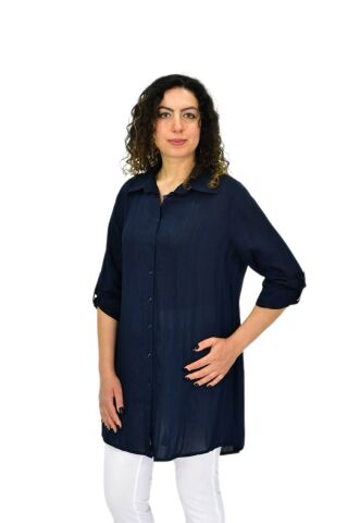 Kadın Lacivert Uzun Kol Gömlek BGL-ST04661