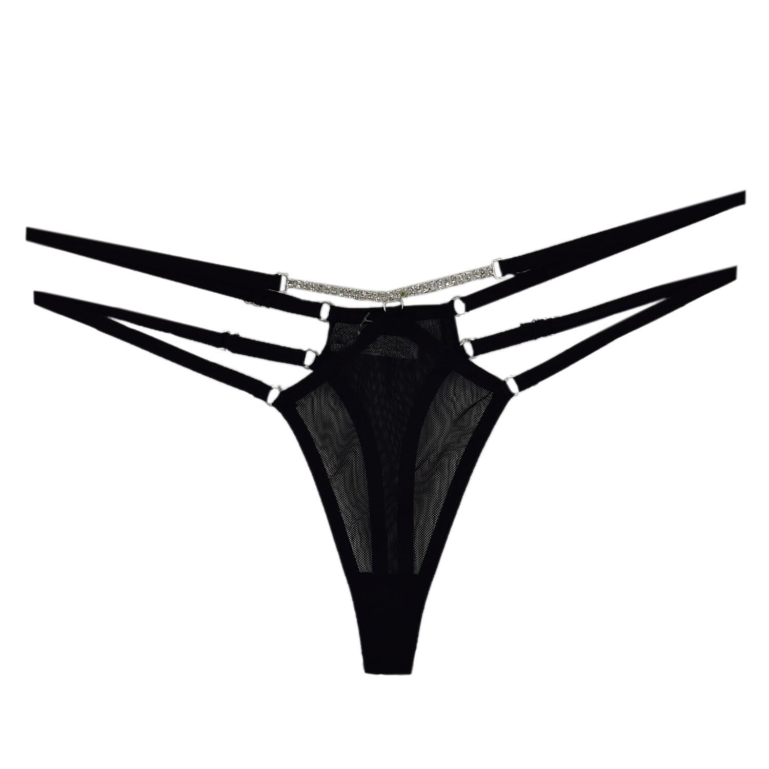 Kadın Zincirli Taşlı Fantazi Külot 7027 BGL-ST04363 SİYAH - M/L