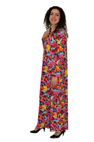 Kadın Uzun Kol Likralı Viskon Elbise BGL-ST04673 KIRMIZI - 5XL