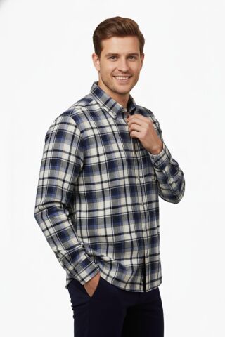 Erkek Kışlık Tek Cep Klasik Gömlek BGL-ST04989 BORDO - 2XL