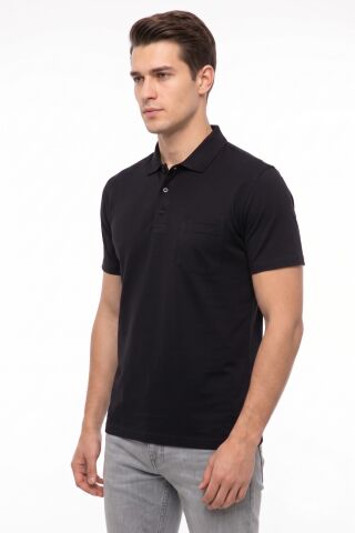Erkek Polo Yaka Kısa Kollu Cepli Tişört Klasik Kalıp 5305 BGL-ST05537 SİYAH - XL