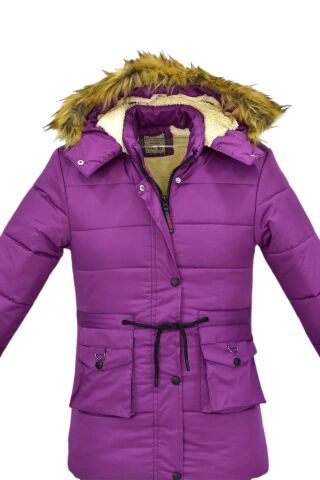 Kız Çocuk Kapüşonlu Mont BS-2022 MOR - 9 YAŞ