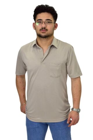 Erkek Gömlek Yaka Tişört T6064 BGL-ST04541 SİYAH - 3XL