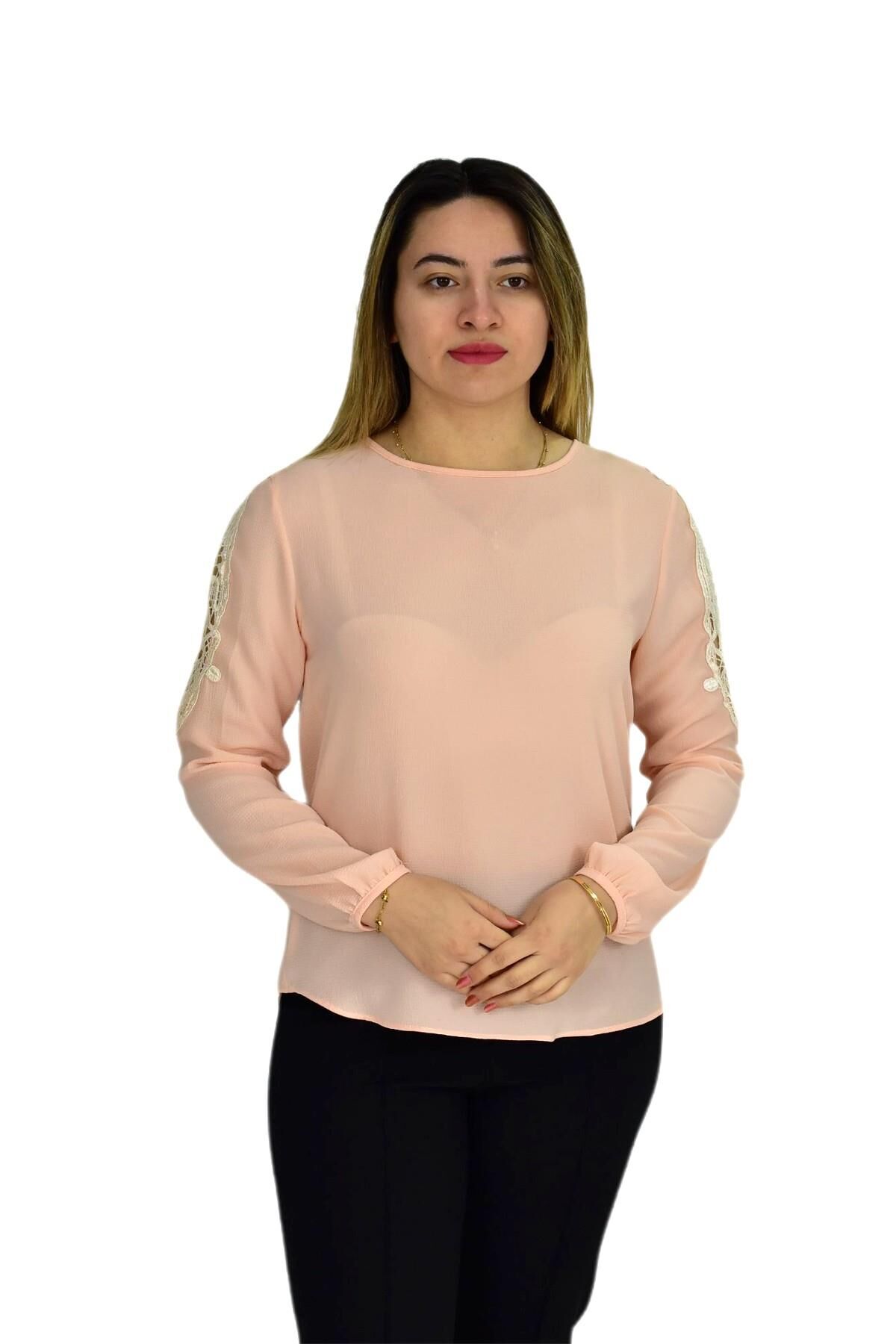 Kadın Kol Güpürlü Bluz Ry-17570 SOMON - 40