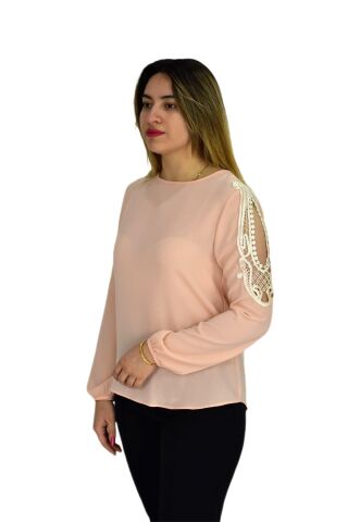 Kadın Kol Güpürlü Bluz Ry-17570 SOMON - 40