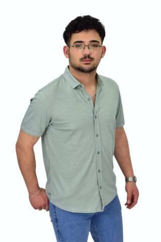 Erkek Gömlek Yaka Düğmeli Merserize Tişört 4680 BGL-ST04531 ELMA - 2XL