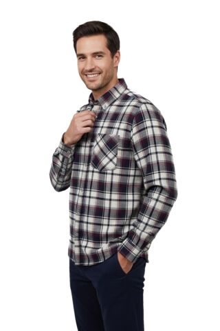 Erkek Kışlık Tek Cep Klasik Gömlek BGL-ST04989 BORDO - 2XL