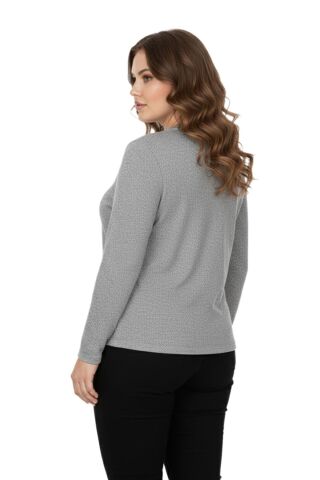 Kadın Yumoş Düğmeli Modelli Bluz BGL-ST05136 GRİ - 54