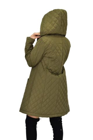 Kadın Kapitone Kapüşonlu Mont BGL-ST04062 HAKİ - 46