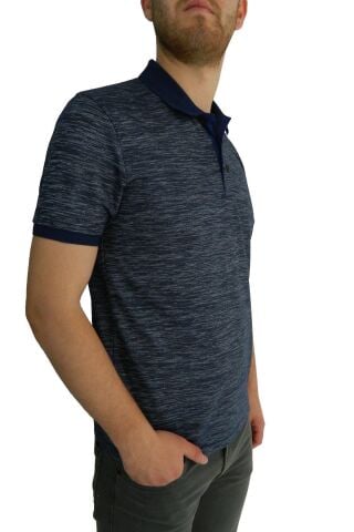 Erkek Polo Yaka Jakarlı Tişört Bgl-st01052 İNDİGO - L