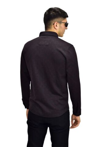 Erkek Spor Jakarlı Uzun Kol Gömlek R6520 BGL-ST03204 BORDO - L