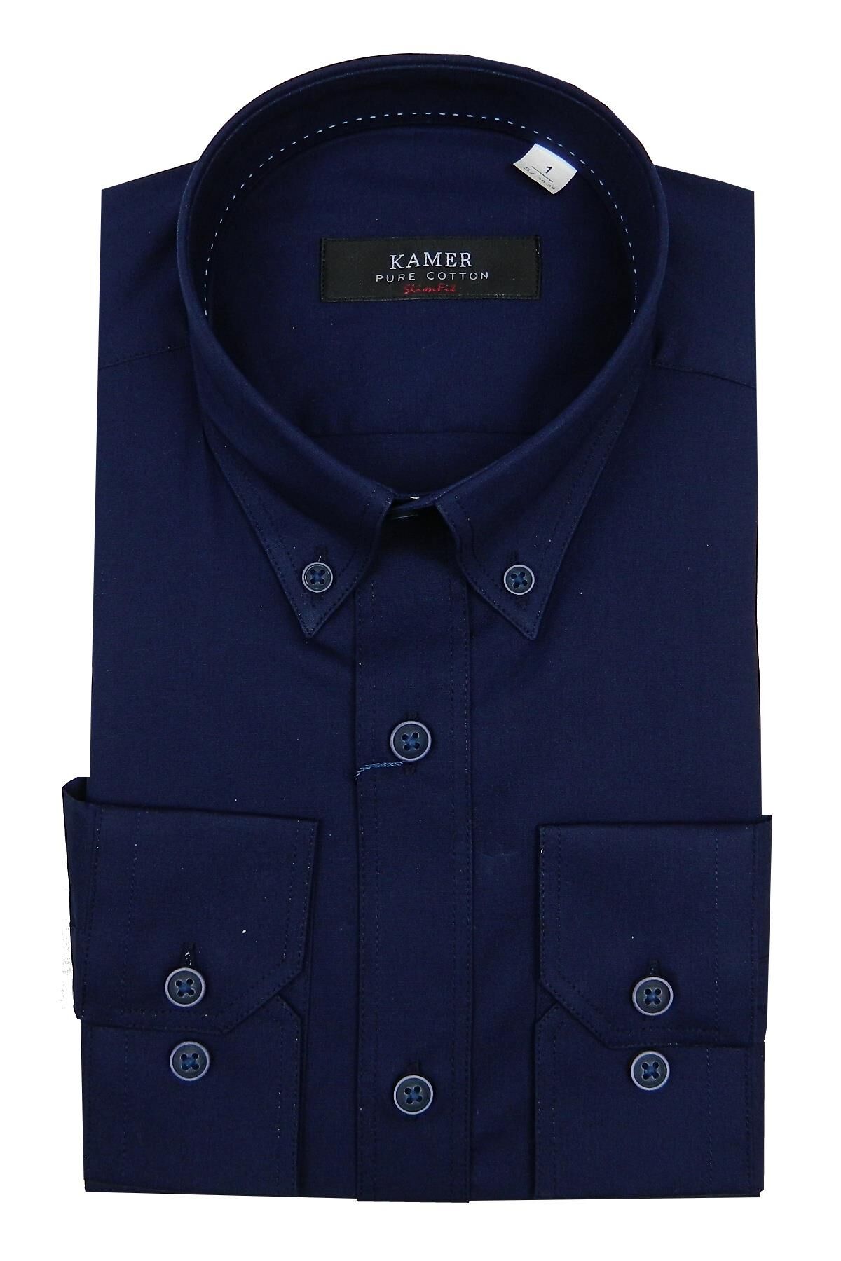 Erkek Slim Fit Gömlek 9223 009223 LACİVERT - S