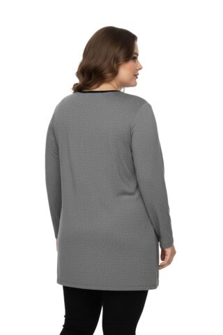 Kadın Yumoş Taşlı Baskılı Tunik BGL-ST05071 GRİ - XL