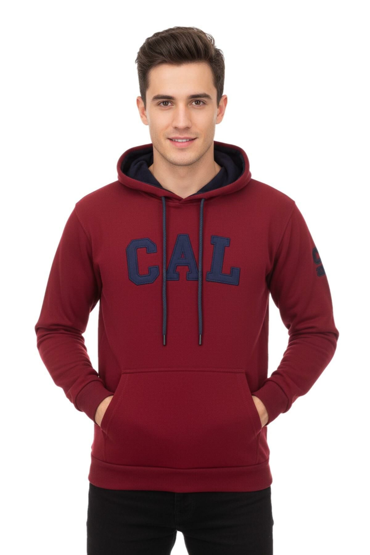 Erkek Bordo Kapüşonlu Sweatshirt Cal BGL-ST02286