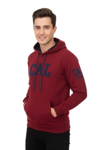 Erkek Bordo Kapüşonlu Sweatshirt Cal BGL-ST02286