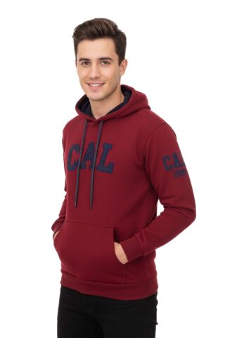 Erkek Bordo Kapüşonlu Sweatshirt Cal BGL-ST02286 BORDO - L