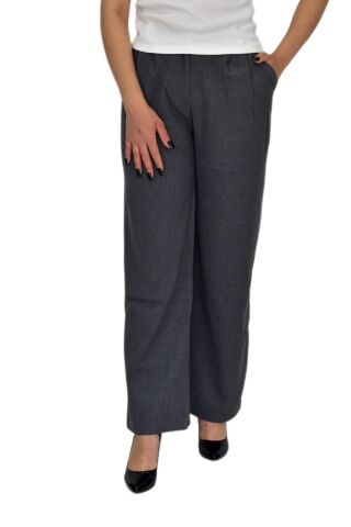 Kadın Pileli Bol Pantolon BGL-ST04352 K.GRİ - S